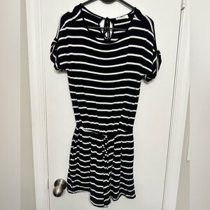 NWOT Zenana Outfitters Black and White Striped Romper